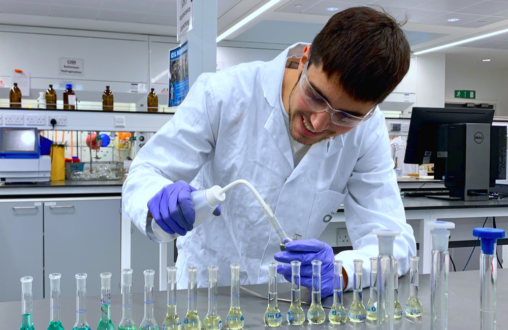 student in a chemistry lab