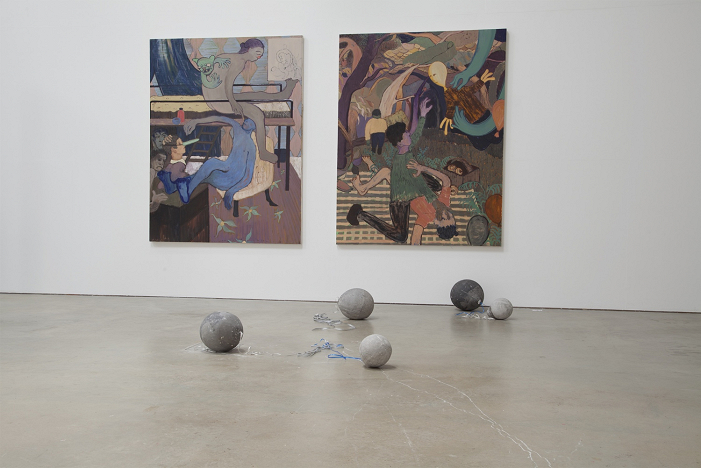 Art pieces on a wall