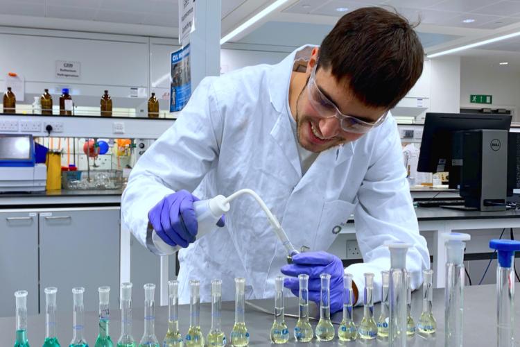 student in a chemistry lab